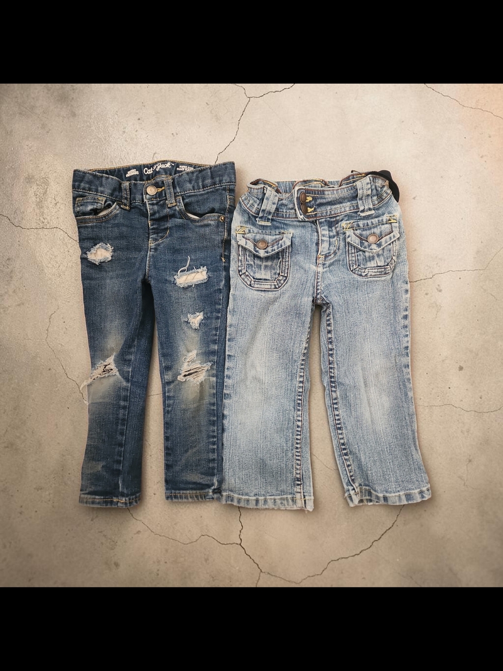 Cat & Jack Kids Distressed and Light Wash Jeans Duo - Blue
